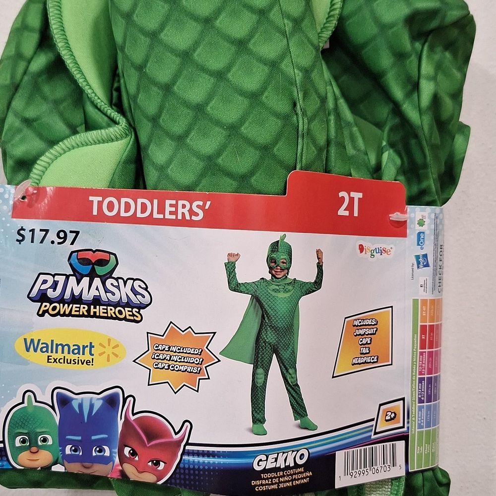 PJ Masks Gekko Costume By Disguise, Size 2T, New!